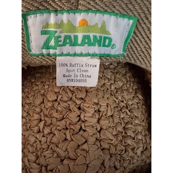 Womens Natural Raffia Straw Wide-Brim Sun Hat By Zealand - Picture 4 of 4